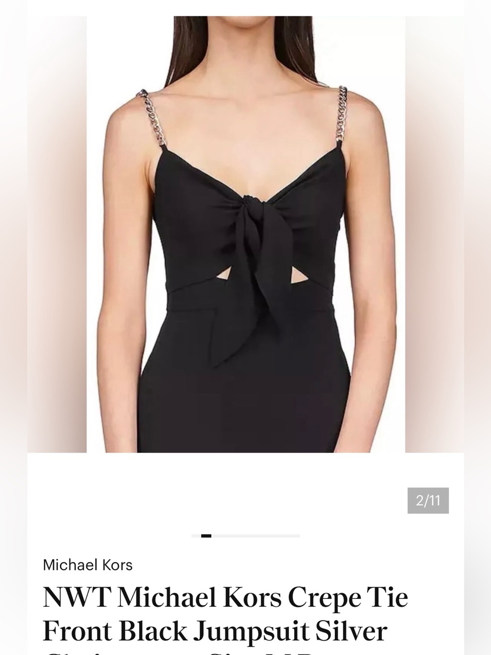 Michael Kors Black Strapless jumpsuit with Tie Front